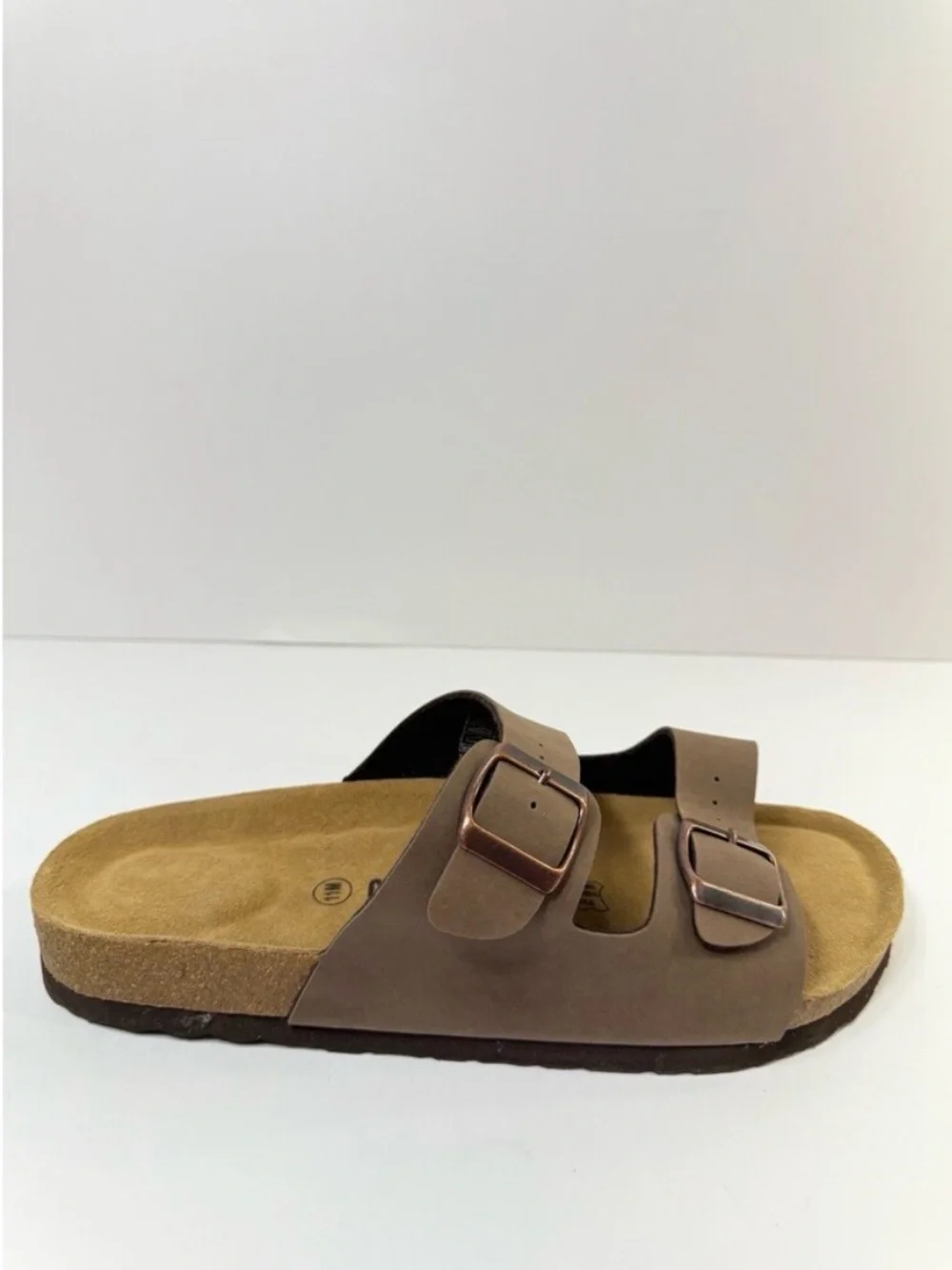 Men's Dual-Buckle Brown Slide Sandal